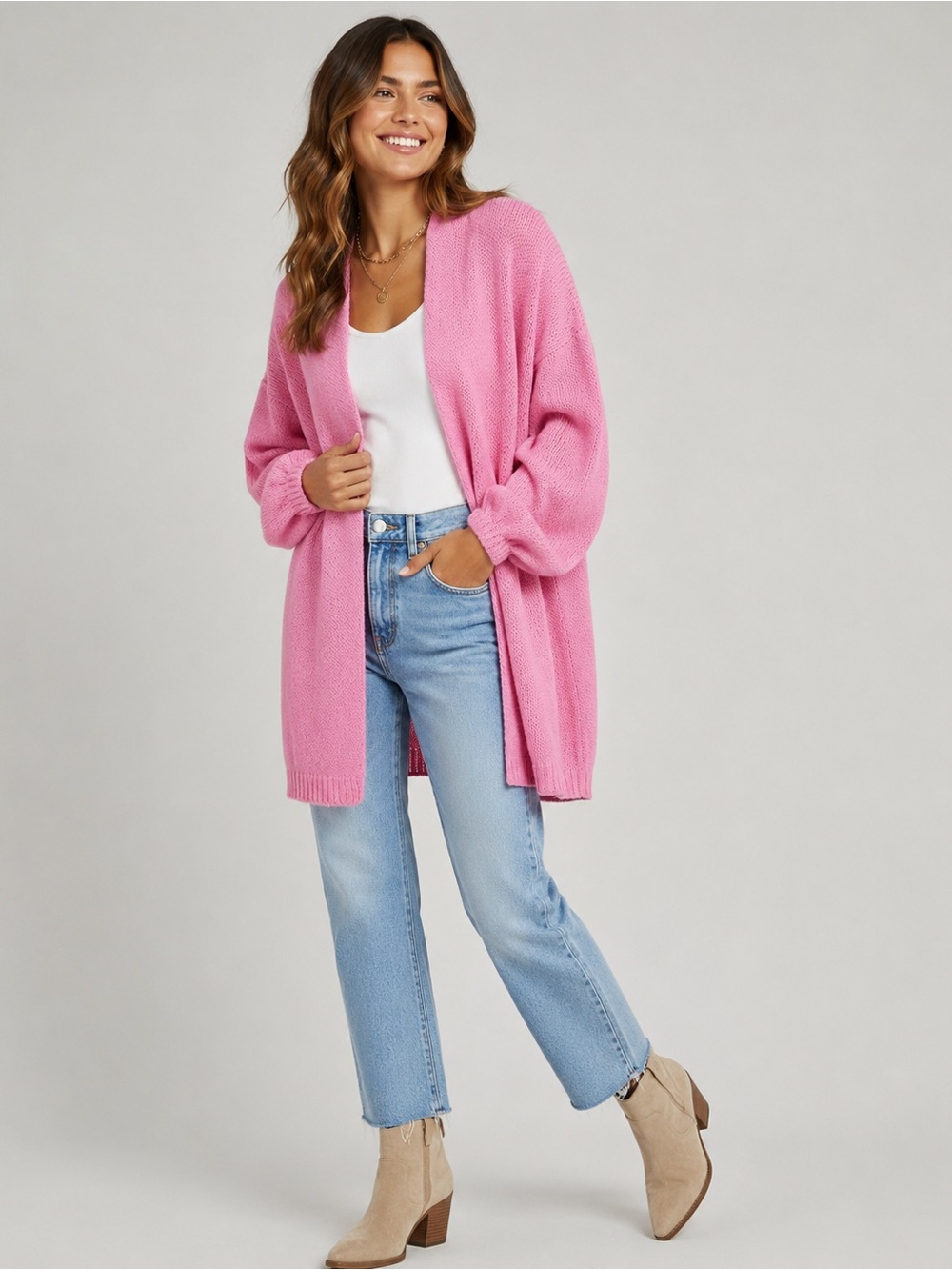 Saltwater Luxe Bubblegum Pink Open-Front Cardigan